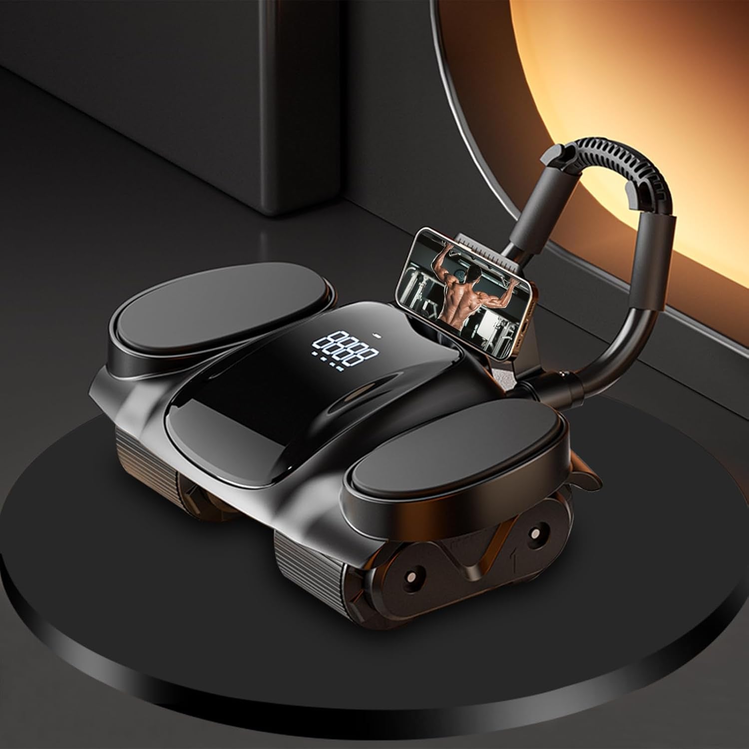 Ab Roller Wheel with Knee Mat - Abdominal Exercise Roller with Elbow Support, Automatic Rebound Abdominal Wheel, Abs Workout Equipment for Women Men