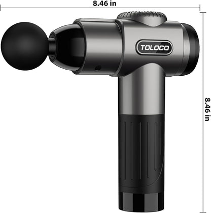 Massage Gun, Deep Tissue Back Massage for Athletes for Pain Relief, Percussion Massager with 10 Massages Heads & Silent Brushless Motor, Valentines Day Gifts for Him Her, Grey