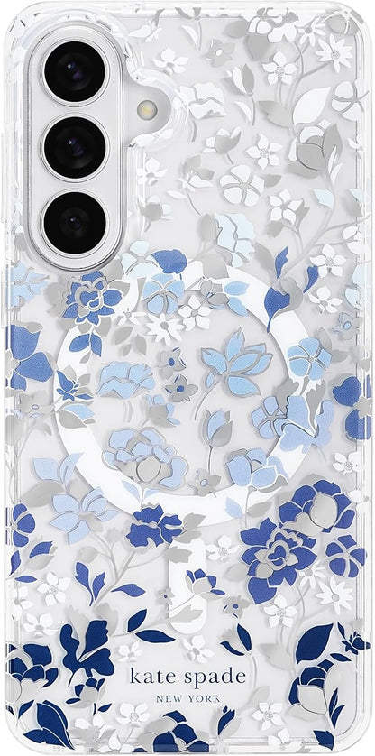 Samsung Galaxy S26 plus Case - [Magnetic and Wireless Charging] - Designer Phone Case - Flowerbed Blue Gems