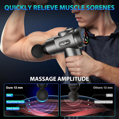 Massage Gun, Deep Tissue Back Massage for Athletes for Pain Relief, Percussion Massager with 10 Massages Heads & Silent Brushless Motor, Valentines Day Gifts for Him Her, Grey